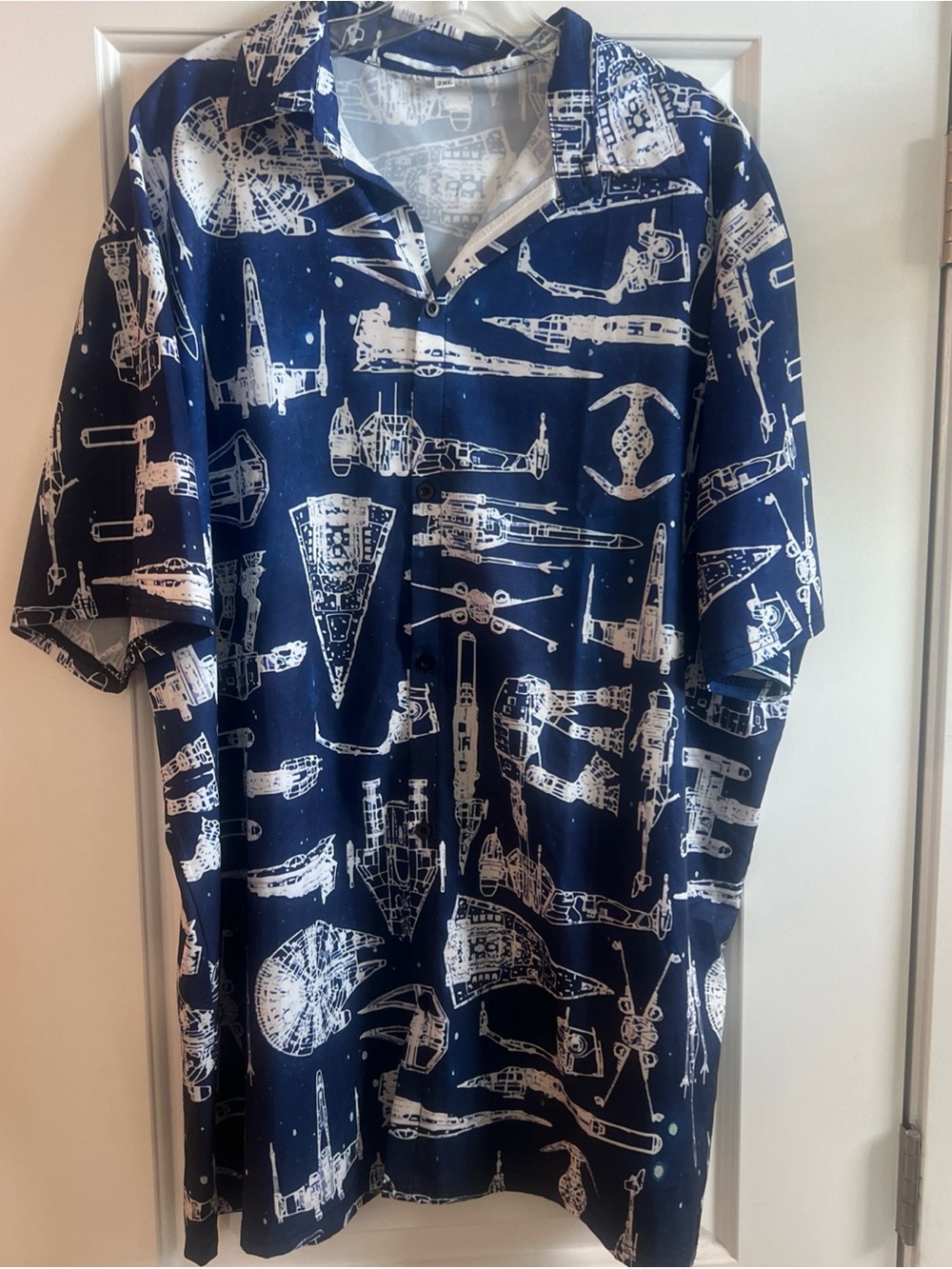 Men's Navy Blue Star Wars button up 
Starship Print